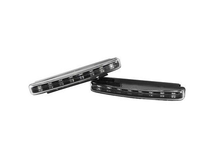 Spyder Universal Black Housing White LED Daytime Running Lights - Click Image to Close